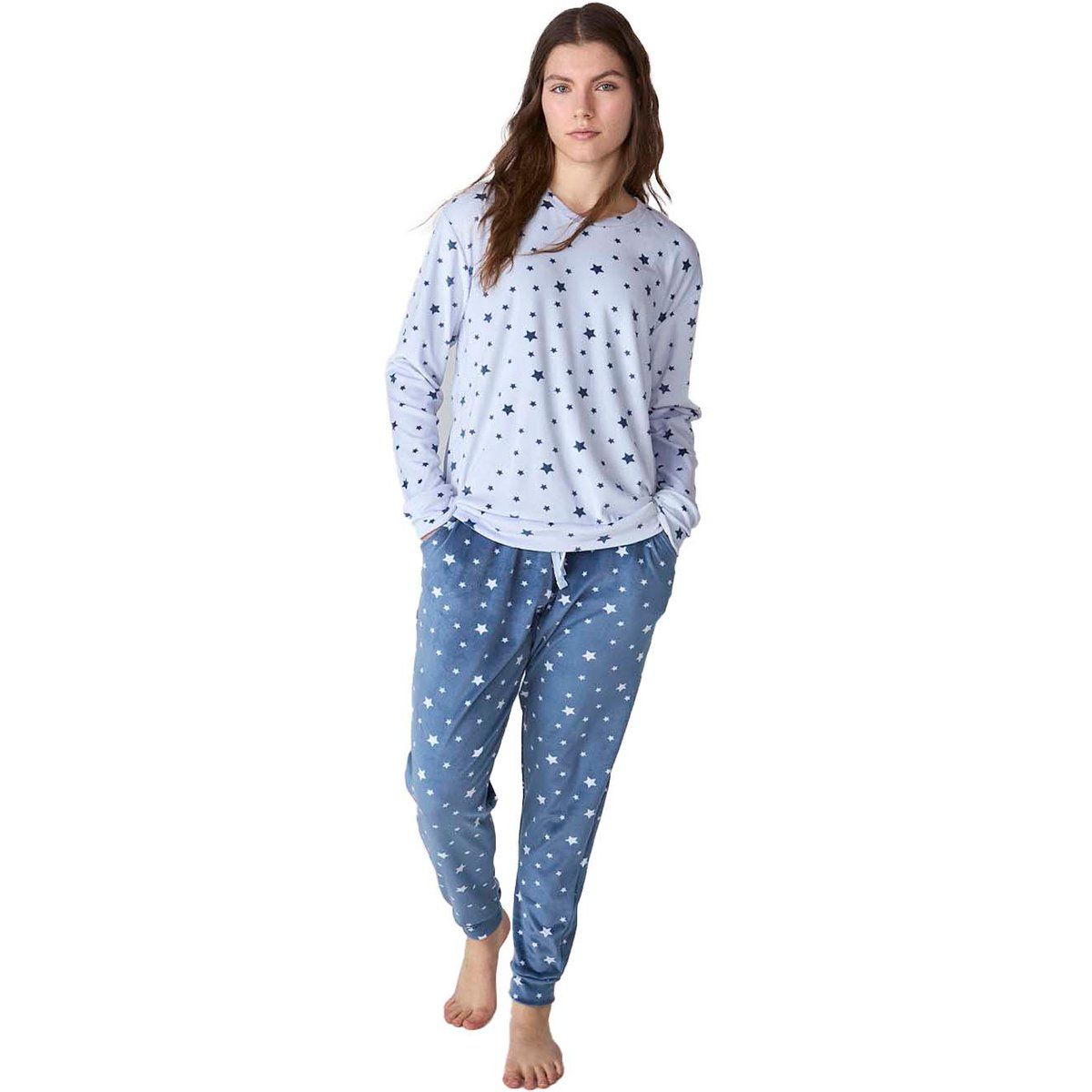 Damen Samt Loungewear Set mit Sternenprint