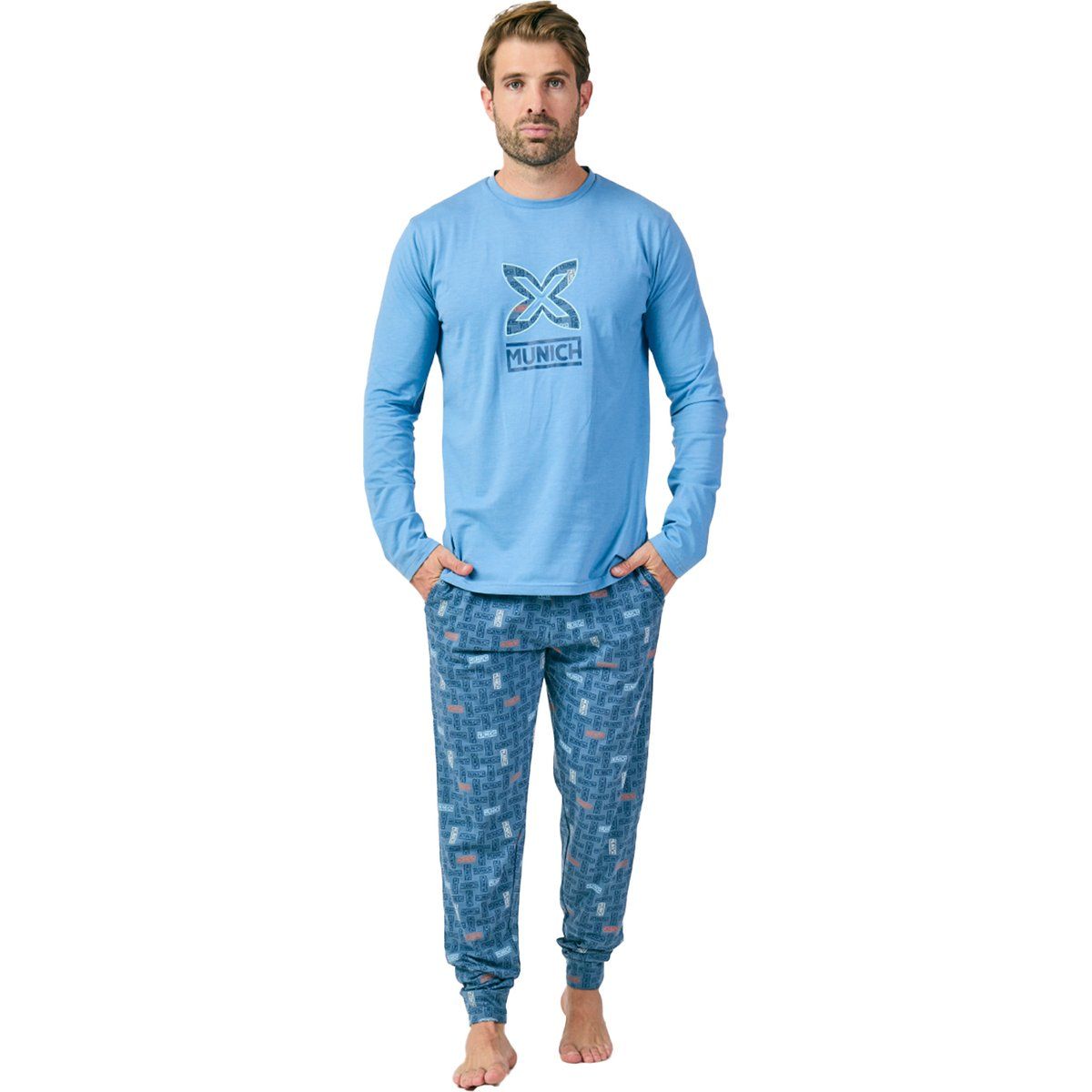 Herren Schlafanzug Set mit langen Ärmeln