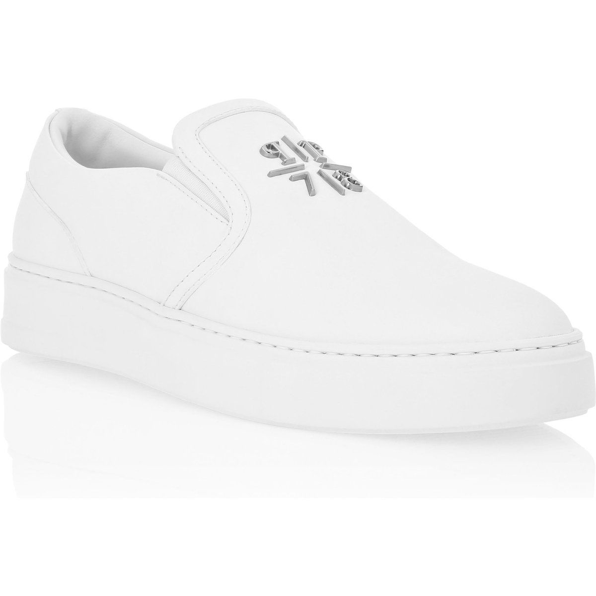 Minimalistischer weißer Leder Slip-On Sneaker