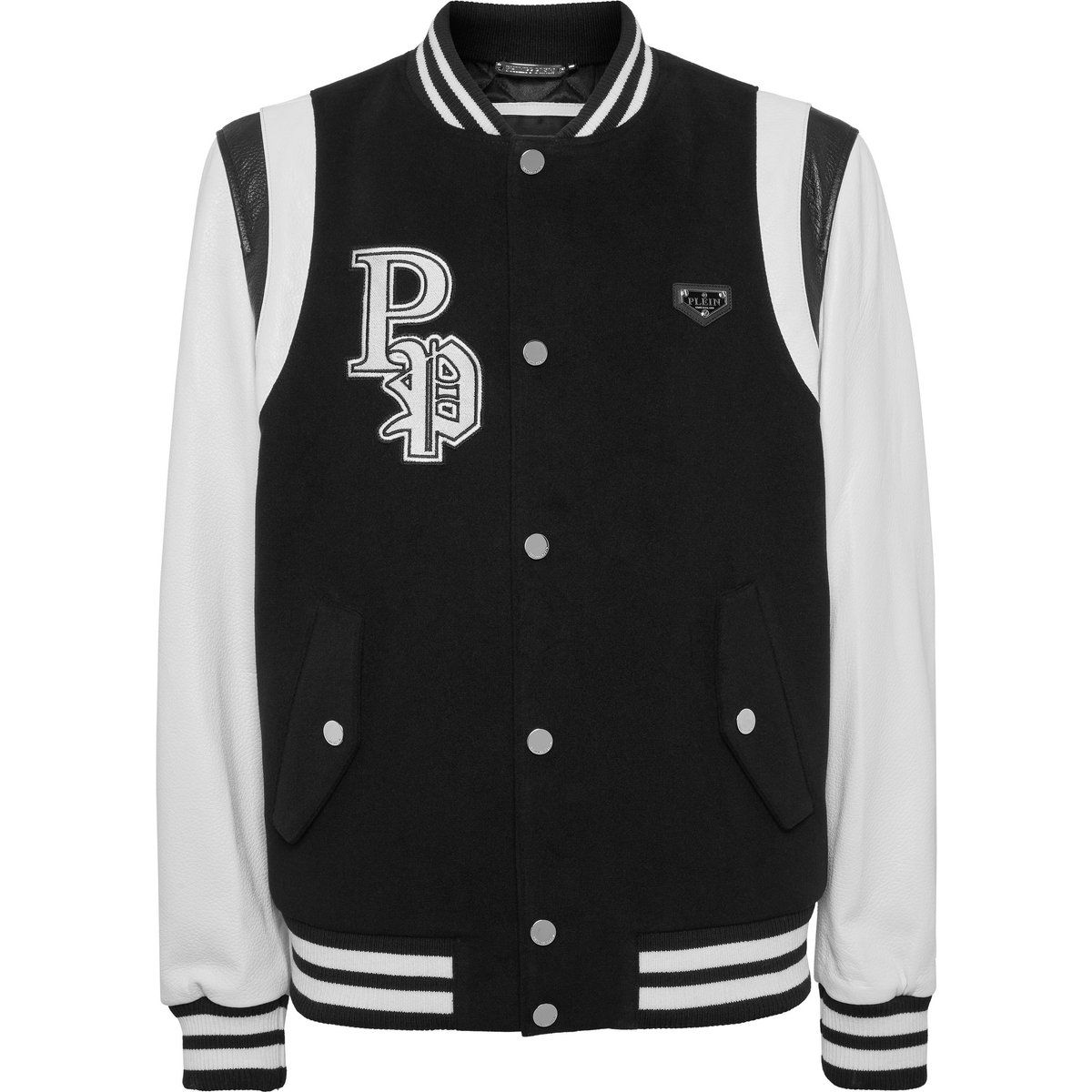 Klassische College Bomberjacke in Schwarz