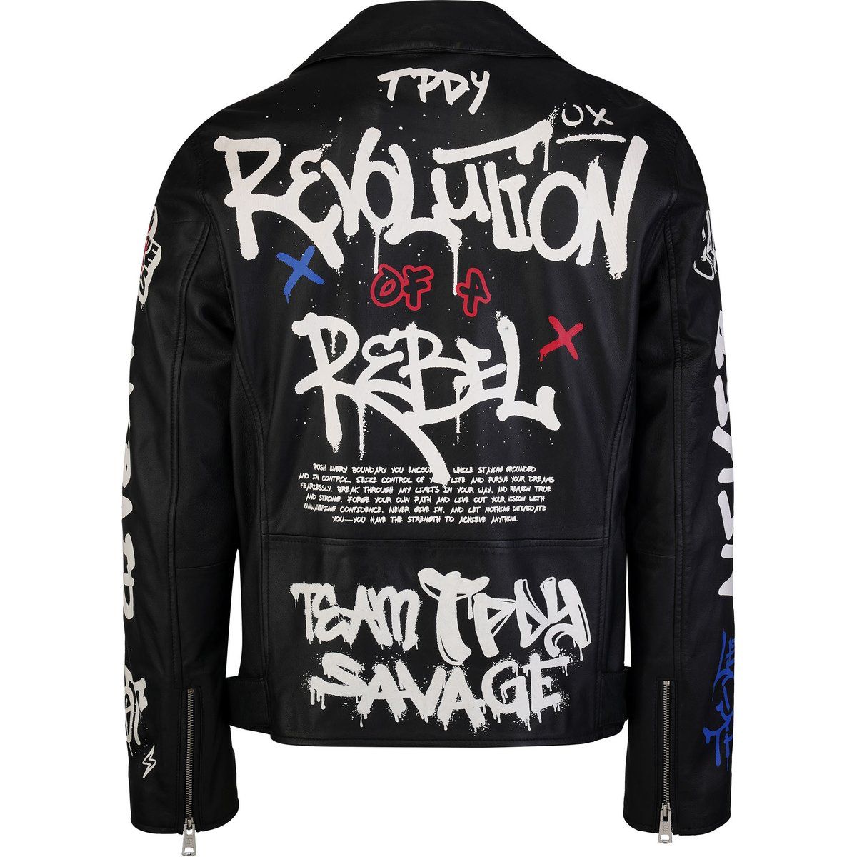 Bikerjacke mit auffälligem Graffiti-Print