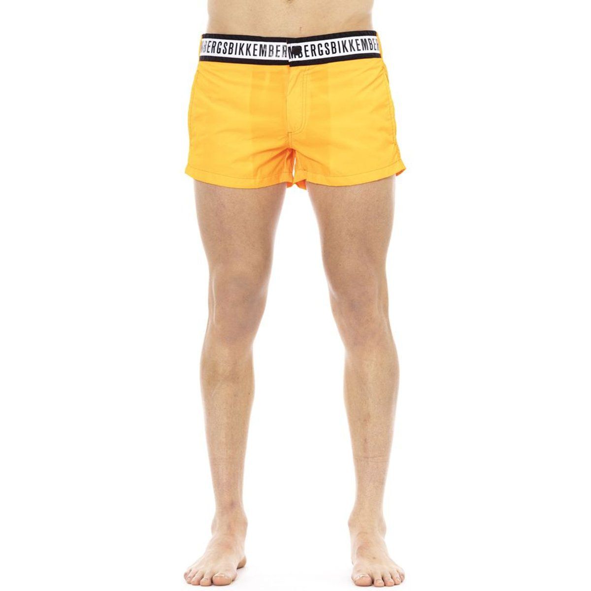Gelbe Badehose mit Logo-Bund