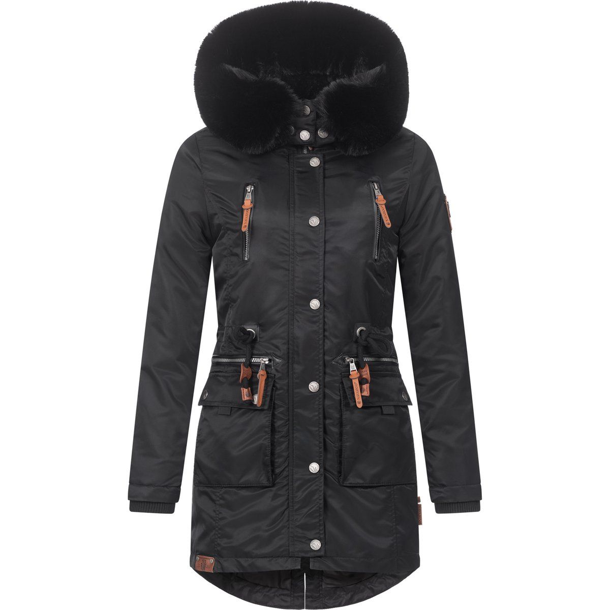 Warmer Winterparka mit Kunstfellkapuze