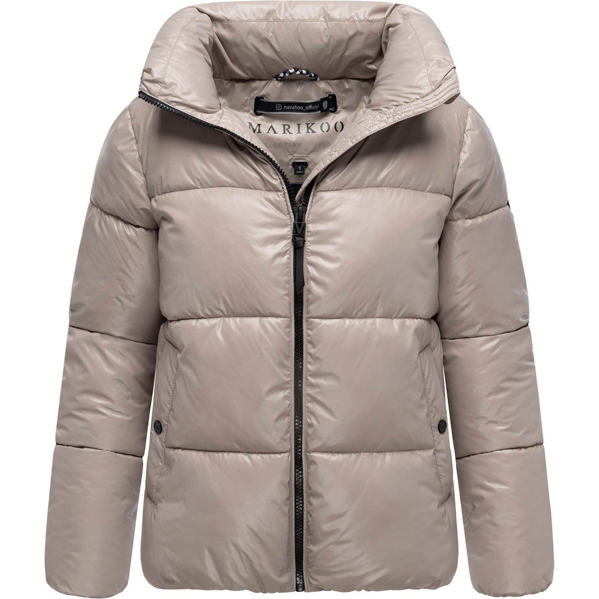 Glänzende Pufferjacke mit hohem Kragen