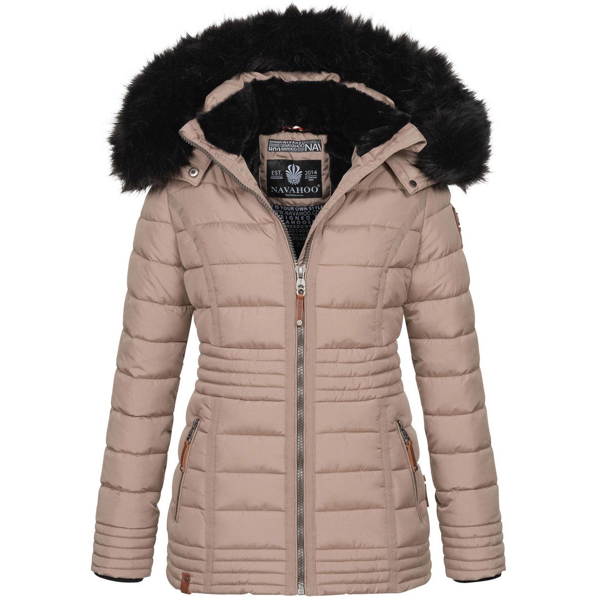 Elegante Gesteppte Winterjacke Kunstfell-Kapuze