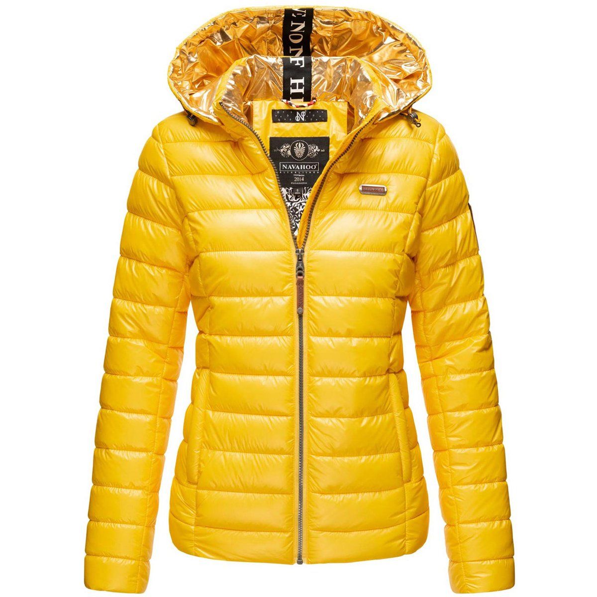 Glänzende Steppjacke mit Kapuze