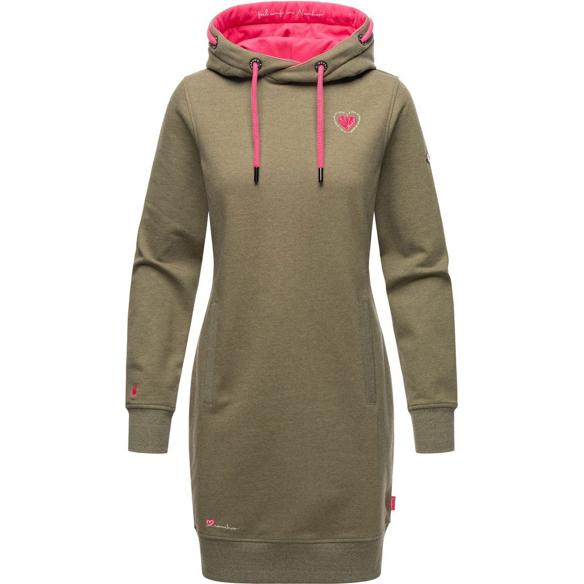 Hoodie-Kleid mit pinkfarbenen Akzenten