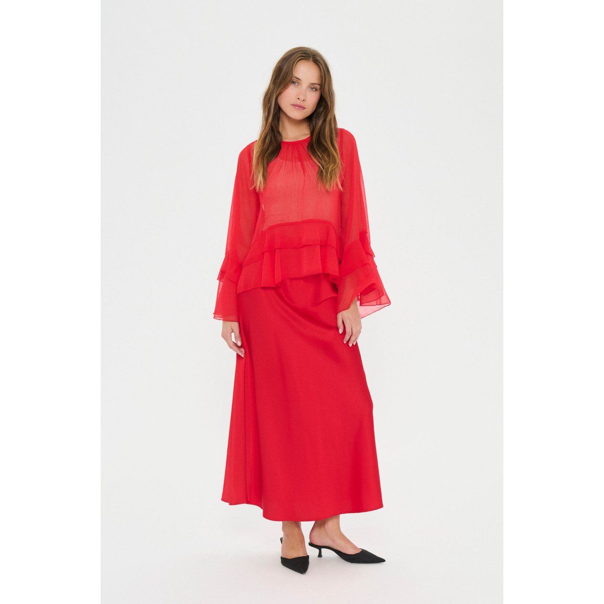 Langarm-Bluse MazelleSZ Langarm-Bluse Lockere Passform