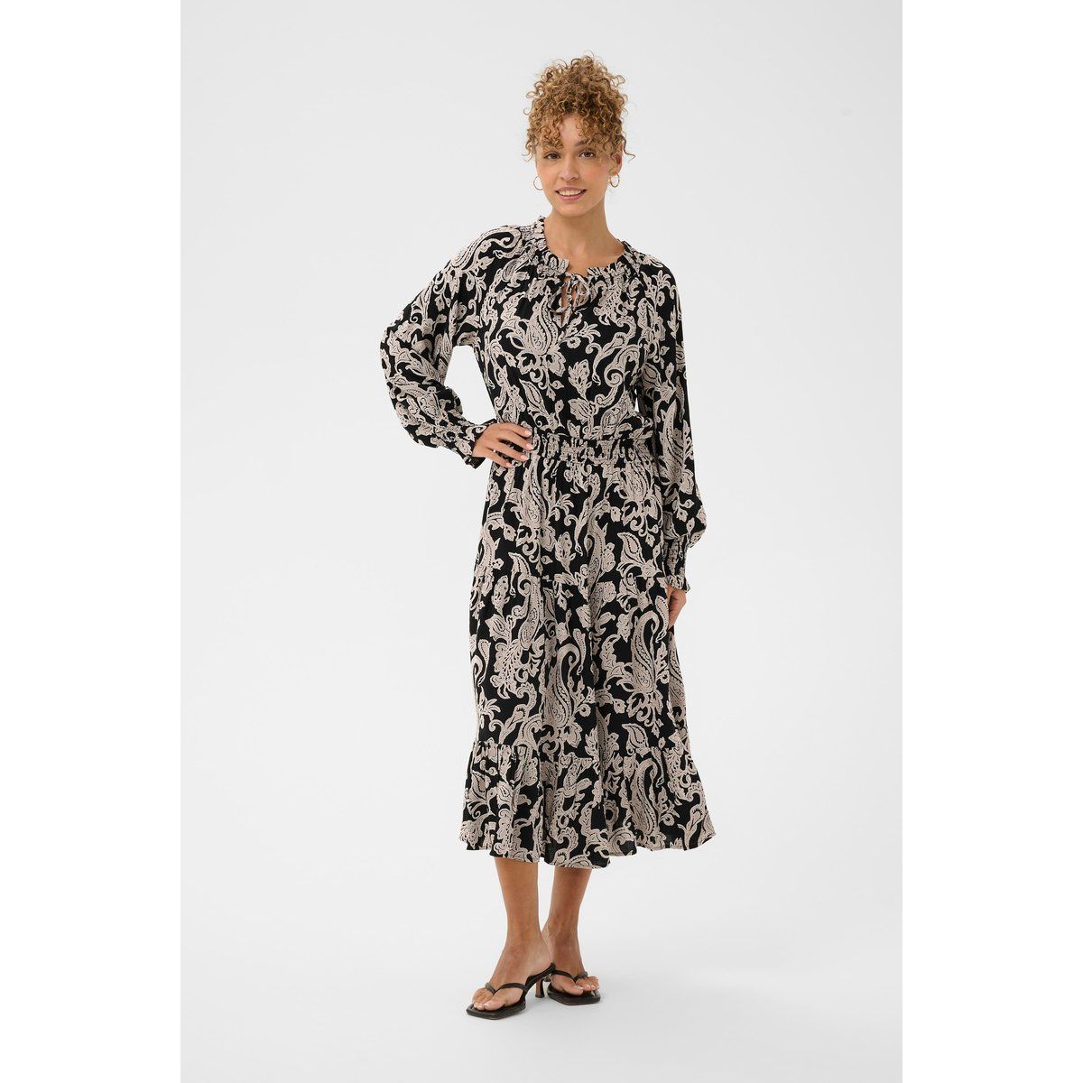 Paisley-Midikleid mit Schnürung