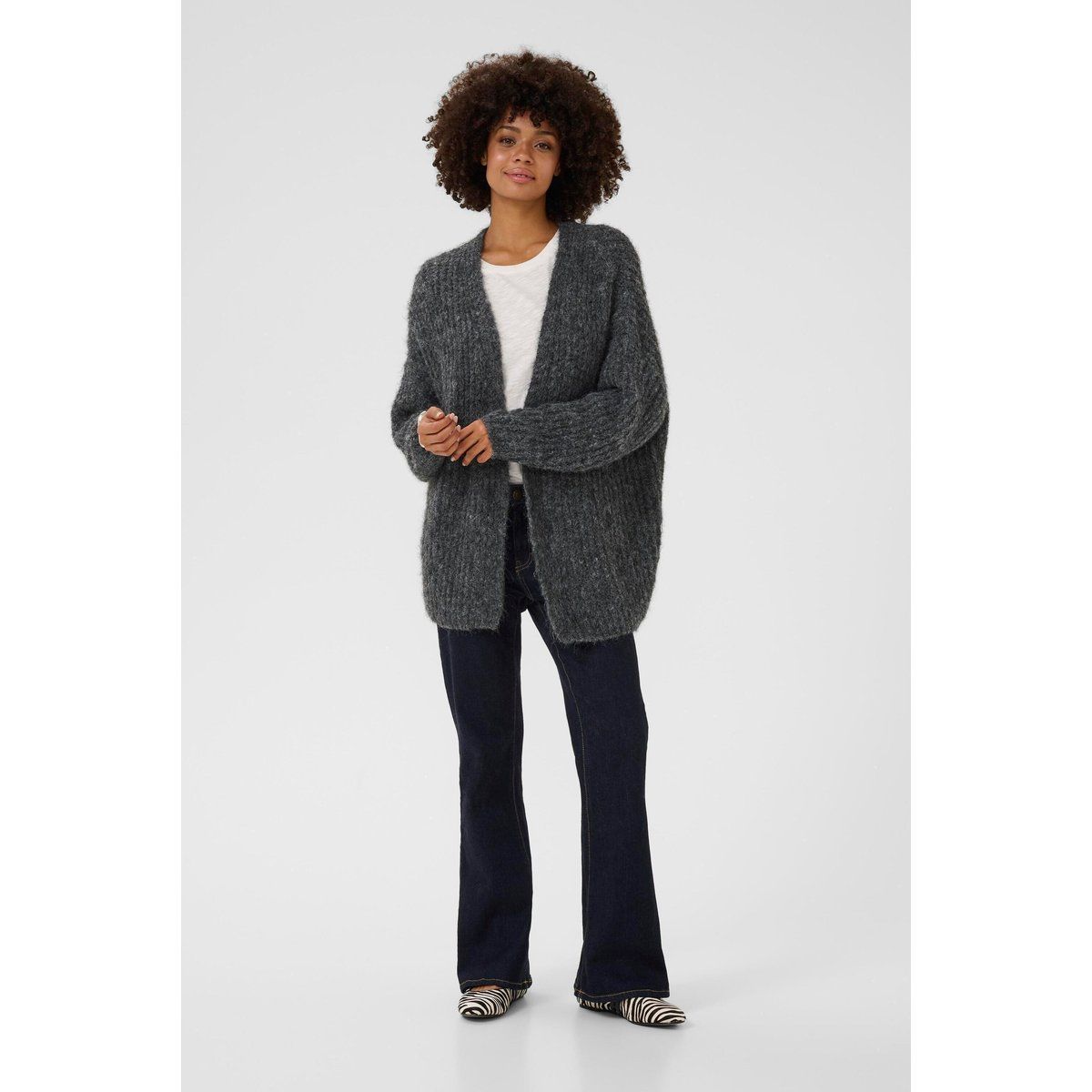 Oversize Strickjacke mit offener Vorderseite