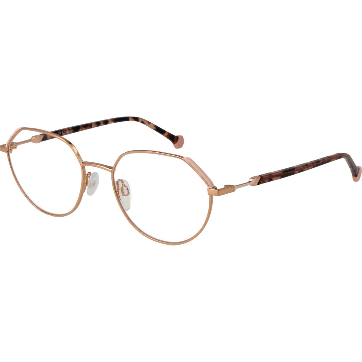Geometrische Roségold Metallbrille
