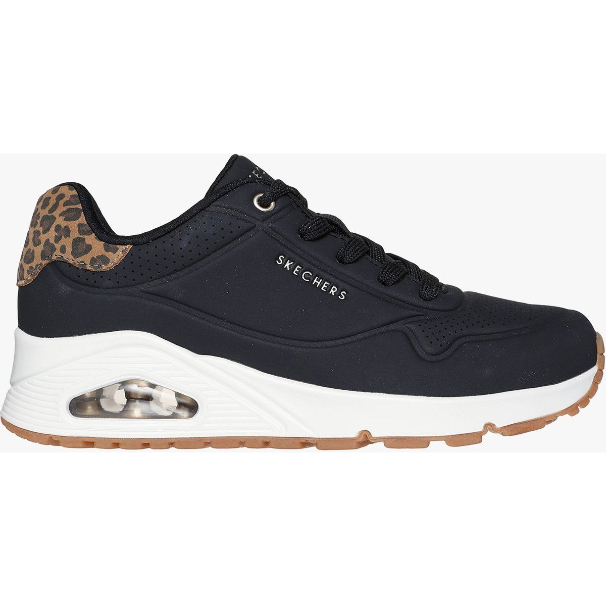 Skechers 177093/bkld Uno-jungle Nite Damen Sneaker Schwarz Durabuck/leopardenmuster