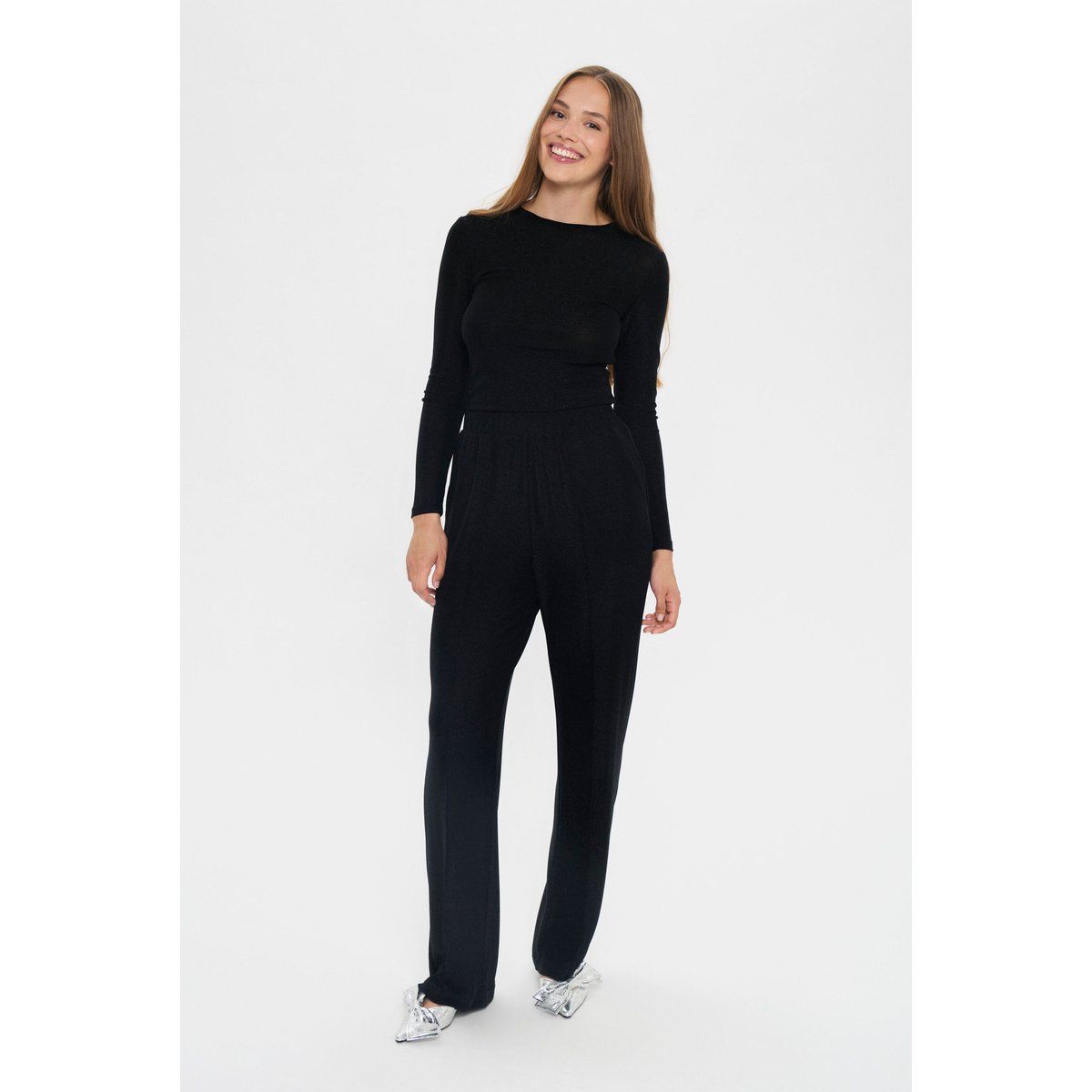 Legere Freizeithose mit weitem Bein