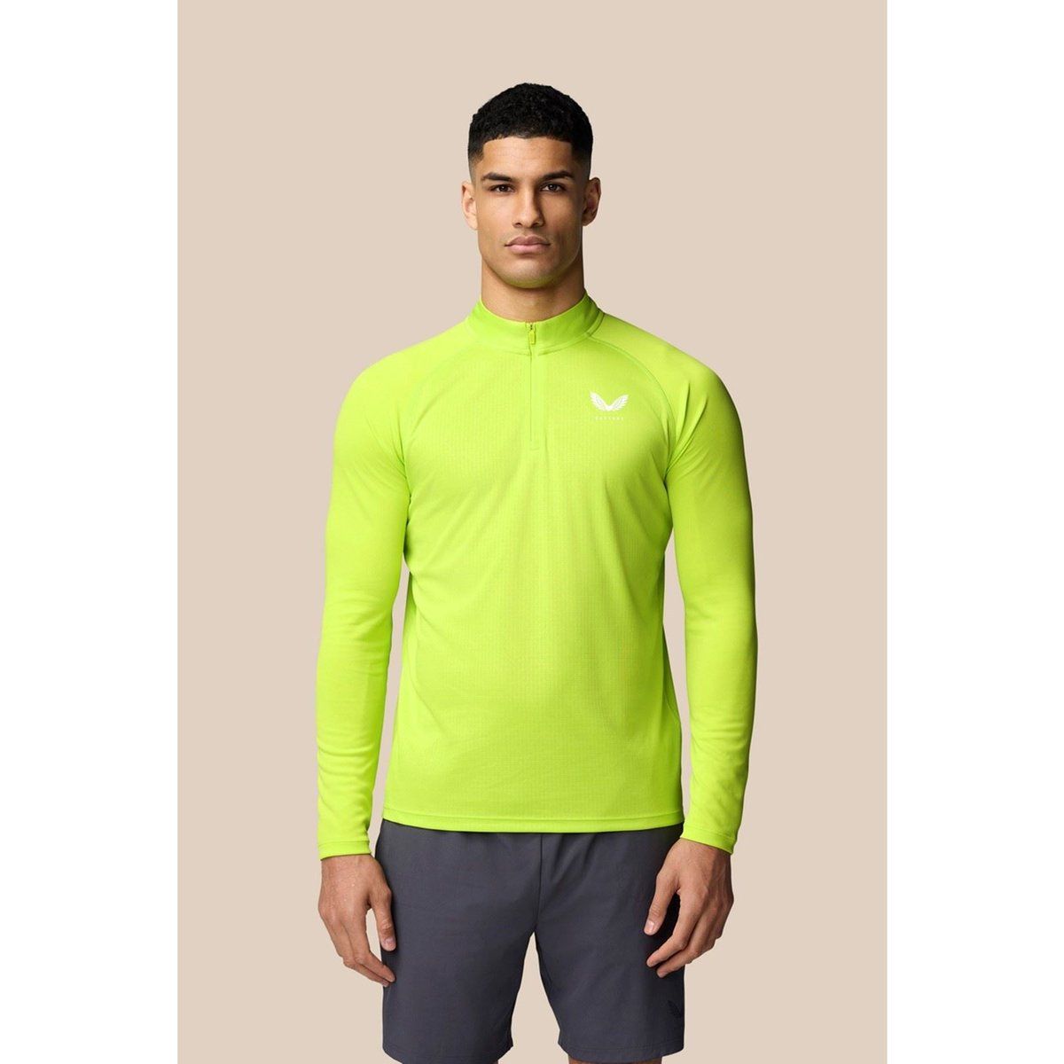 Castore Adapt 1/4 Zip Top Polyester Herren Grünes Activewear T-Shirts