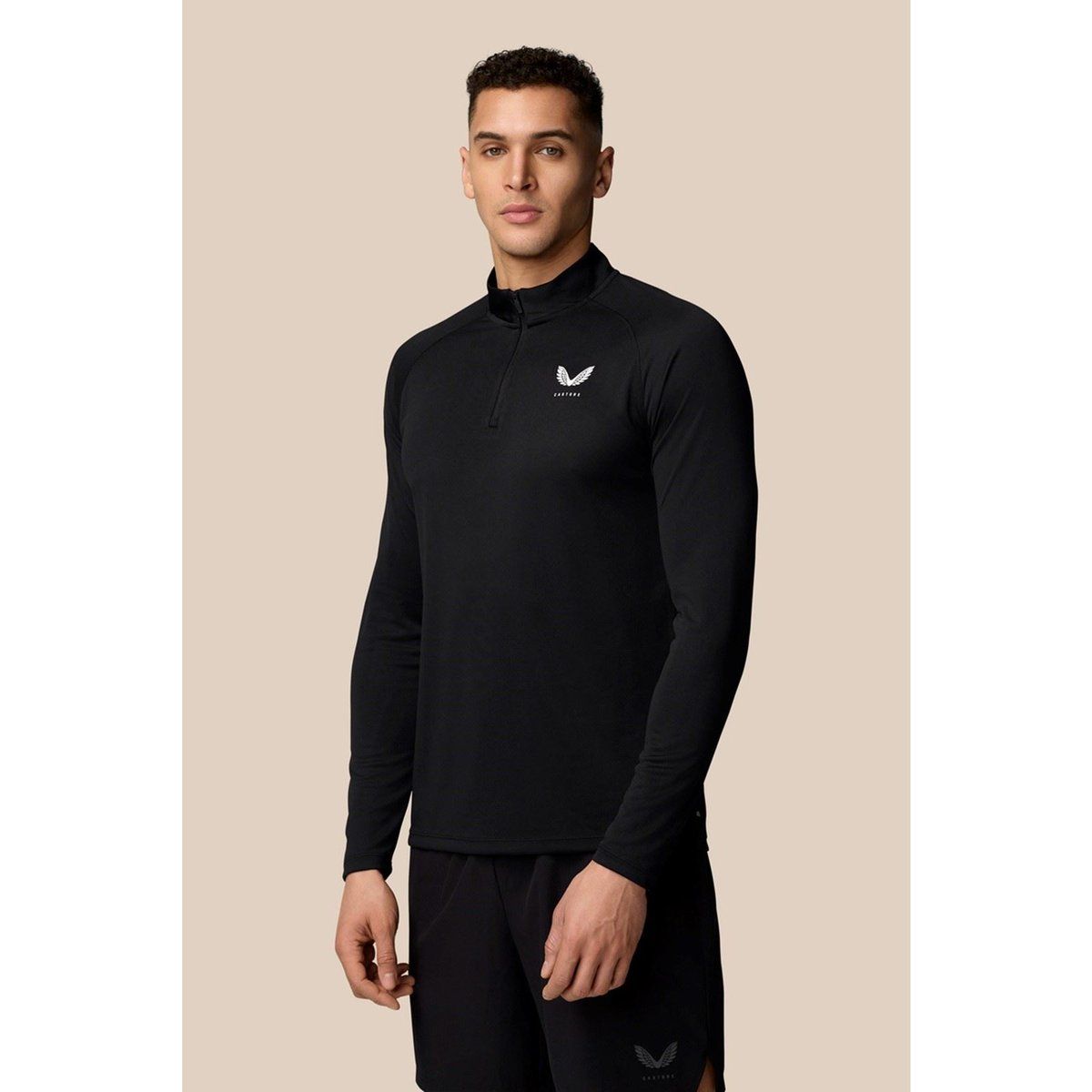 Castore Adapt Training 1/4 Zip Top Polyester Herren Schwarz Sport-T-Shirts