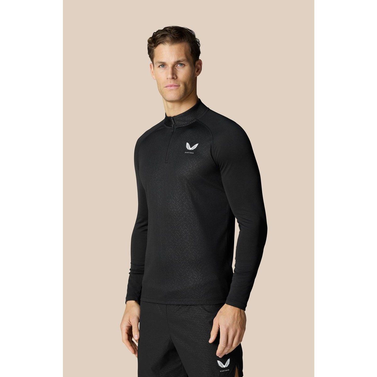 Castore Adapt 1/4 Zip Top Polyester Herren Schwarz Sport-T-Shirts