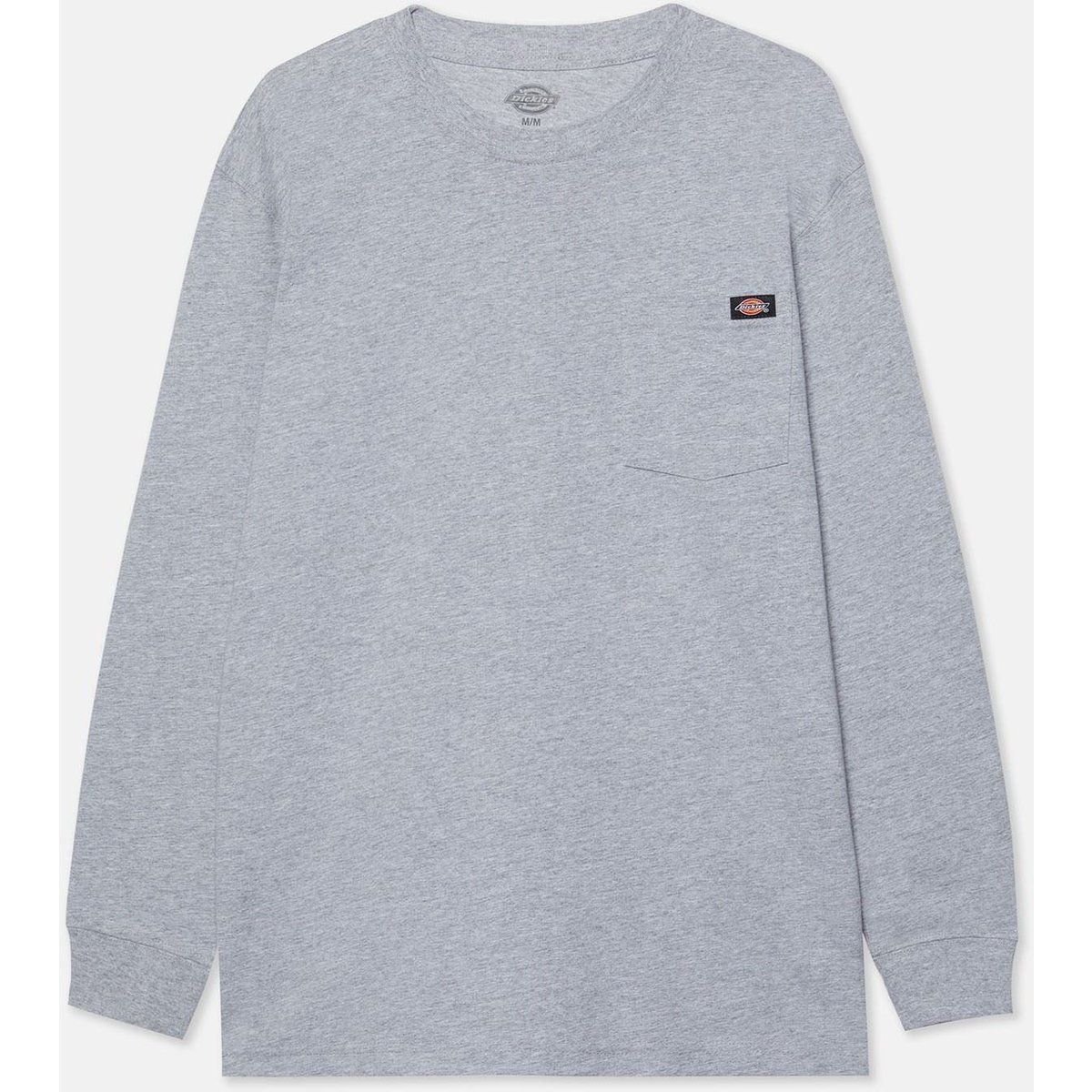 Dickies Taschen Langarm Baumwoll Herren T-Shirt in Grau