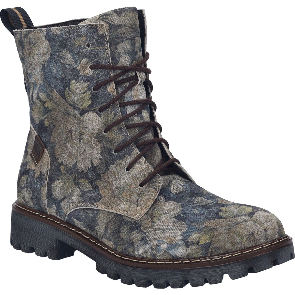 Stiefeletten mit Blumenmuster und Schnürung