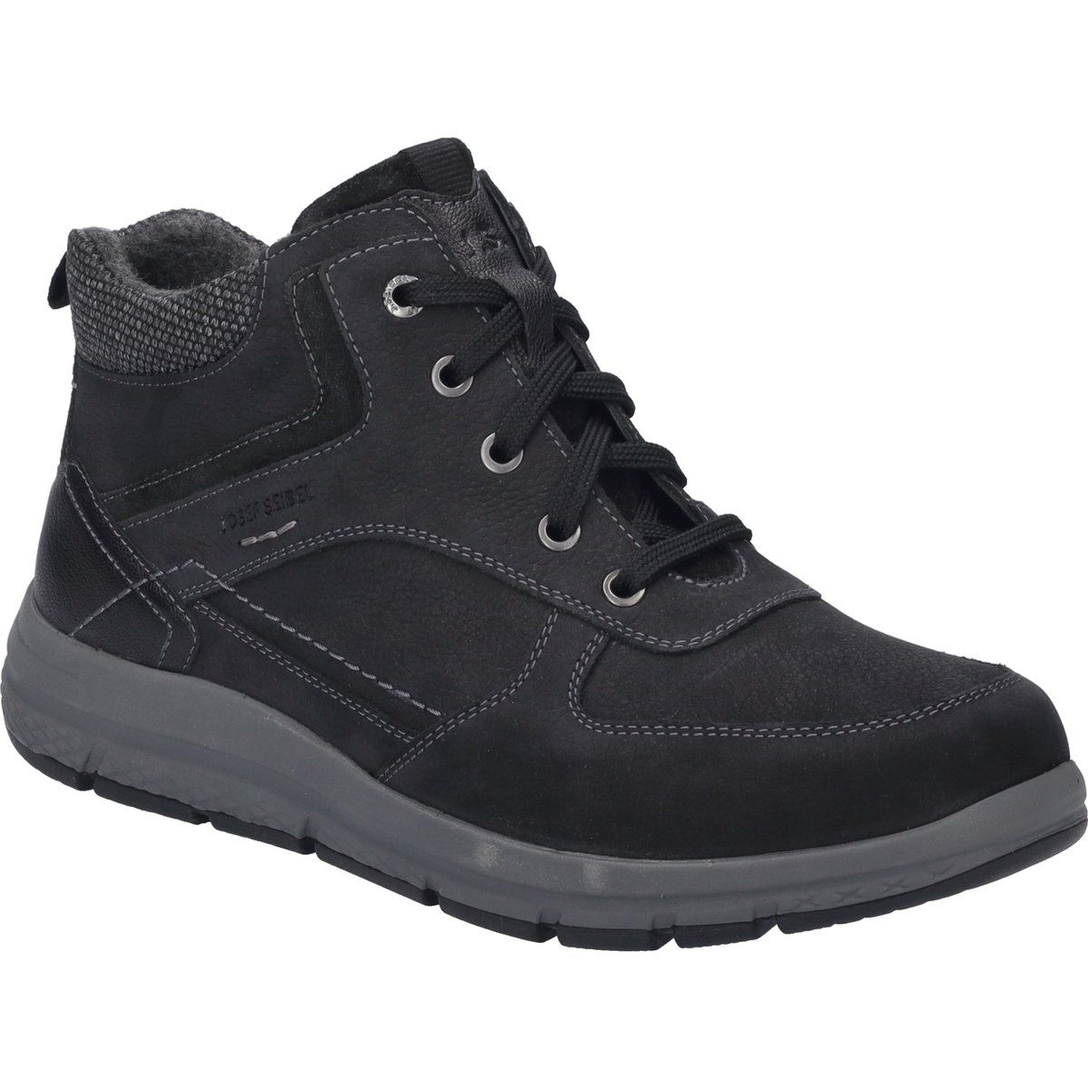 Herren Leder Stiefelette in Schwarz