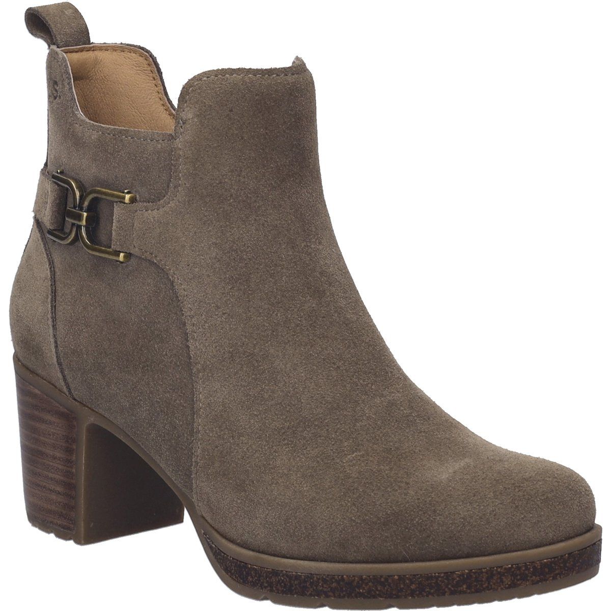 Stiefelette aus Wildleder mit Absatz und Schnalle
