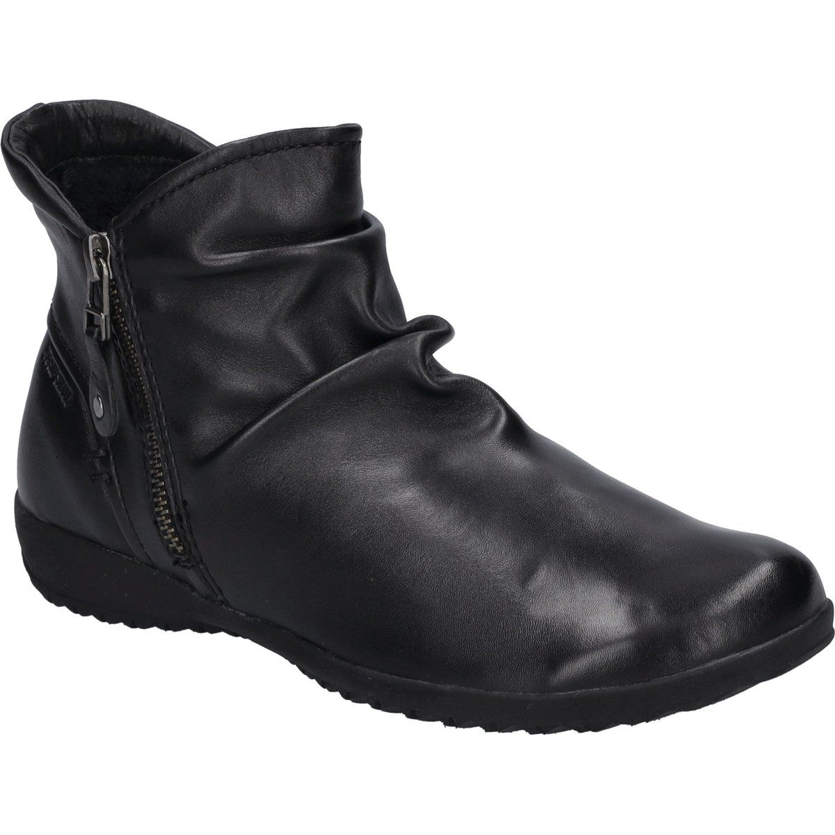Schwarze Leder-Stiefelette mit Reißverschluss
