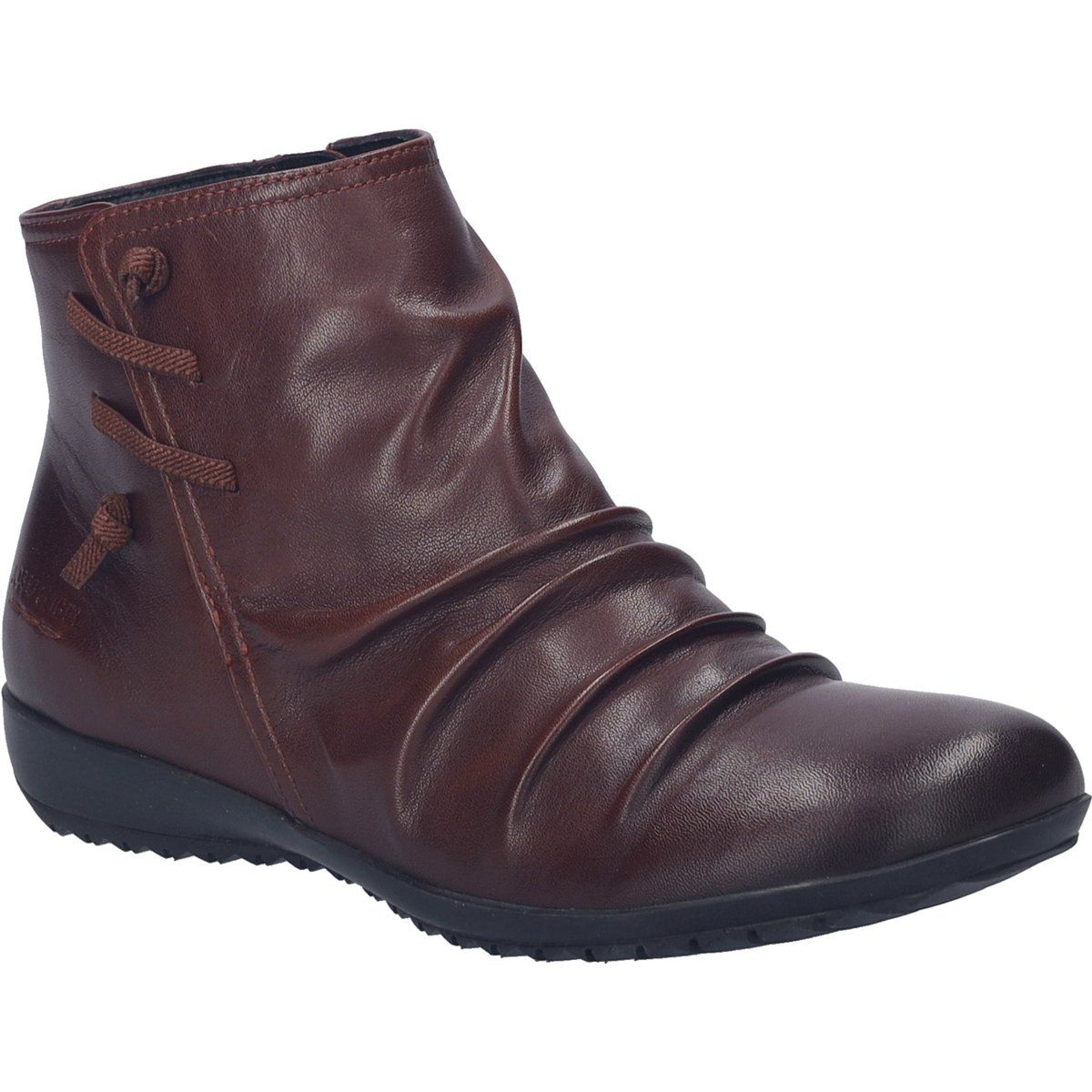 Leder-Stiefelette mit Raffungen