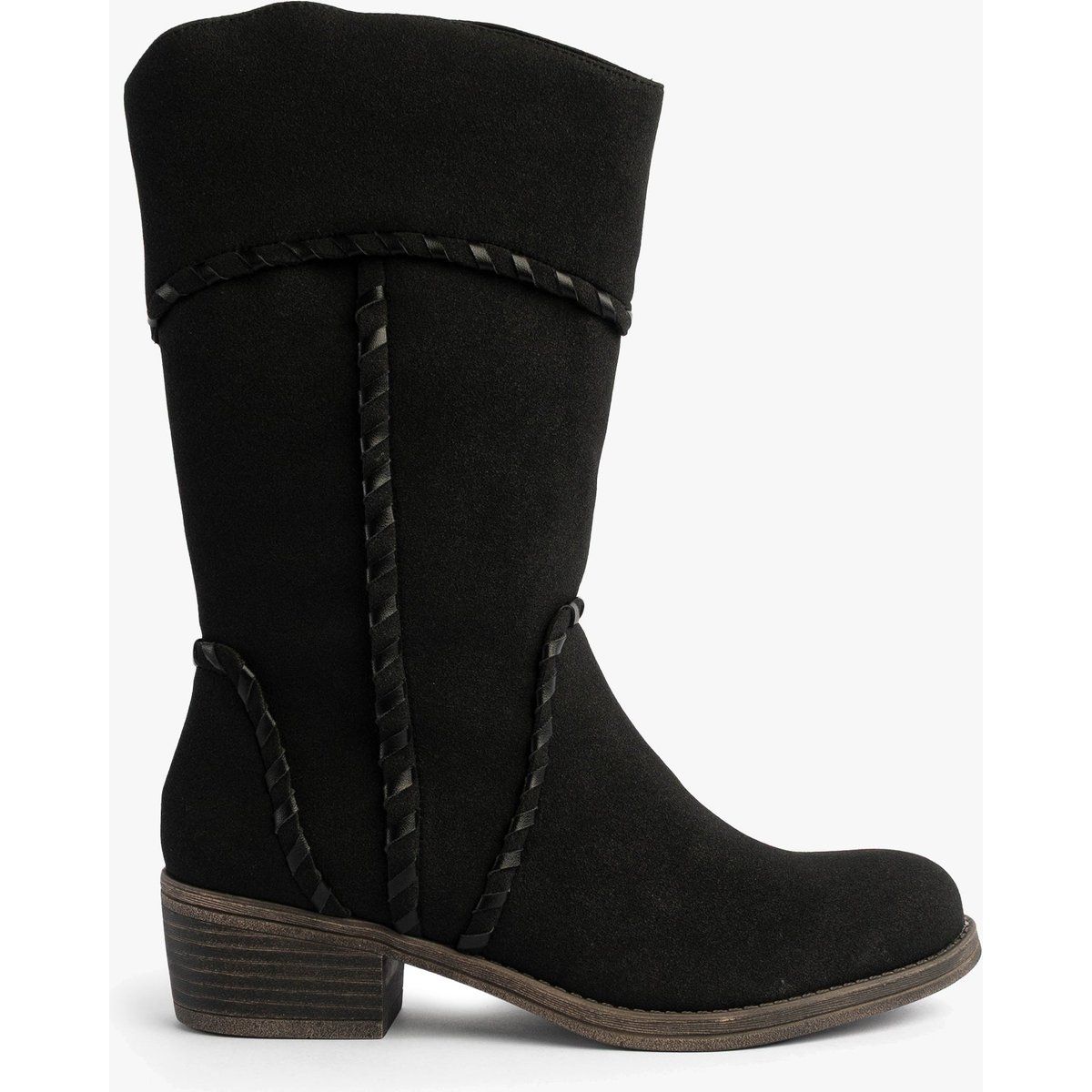 Mittelhohe Stiefel mit Flechtverzierung
