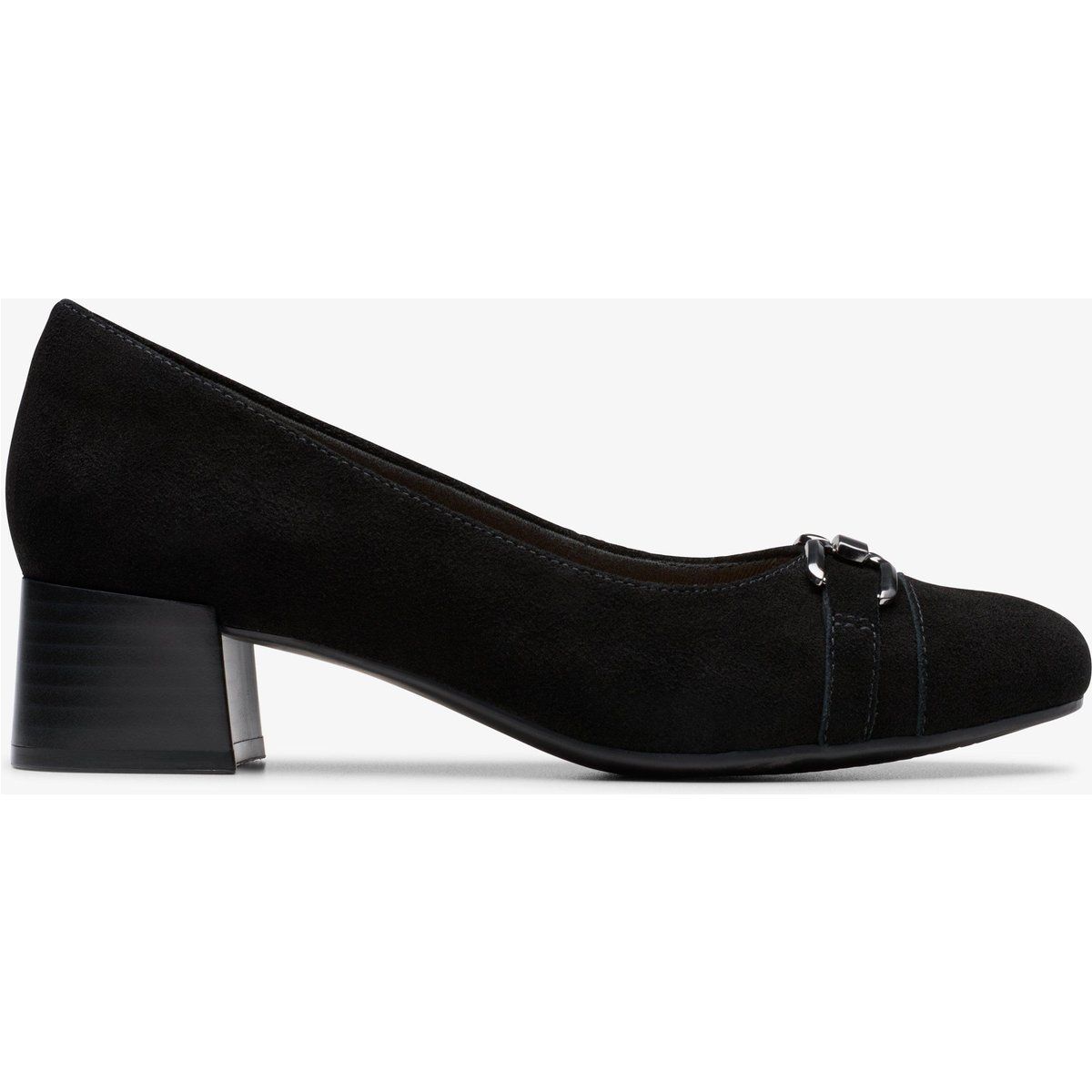 Schwarze Wildleder-Pumps mit Blockabsatz
