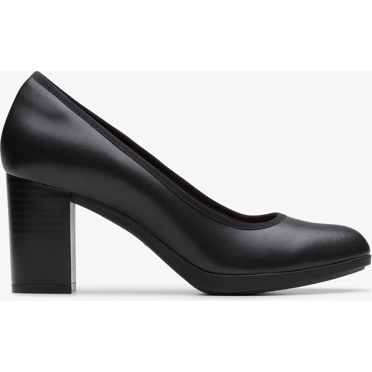 Klassische Schwarze Blockabsatz Pumps aus Leder