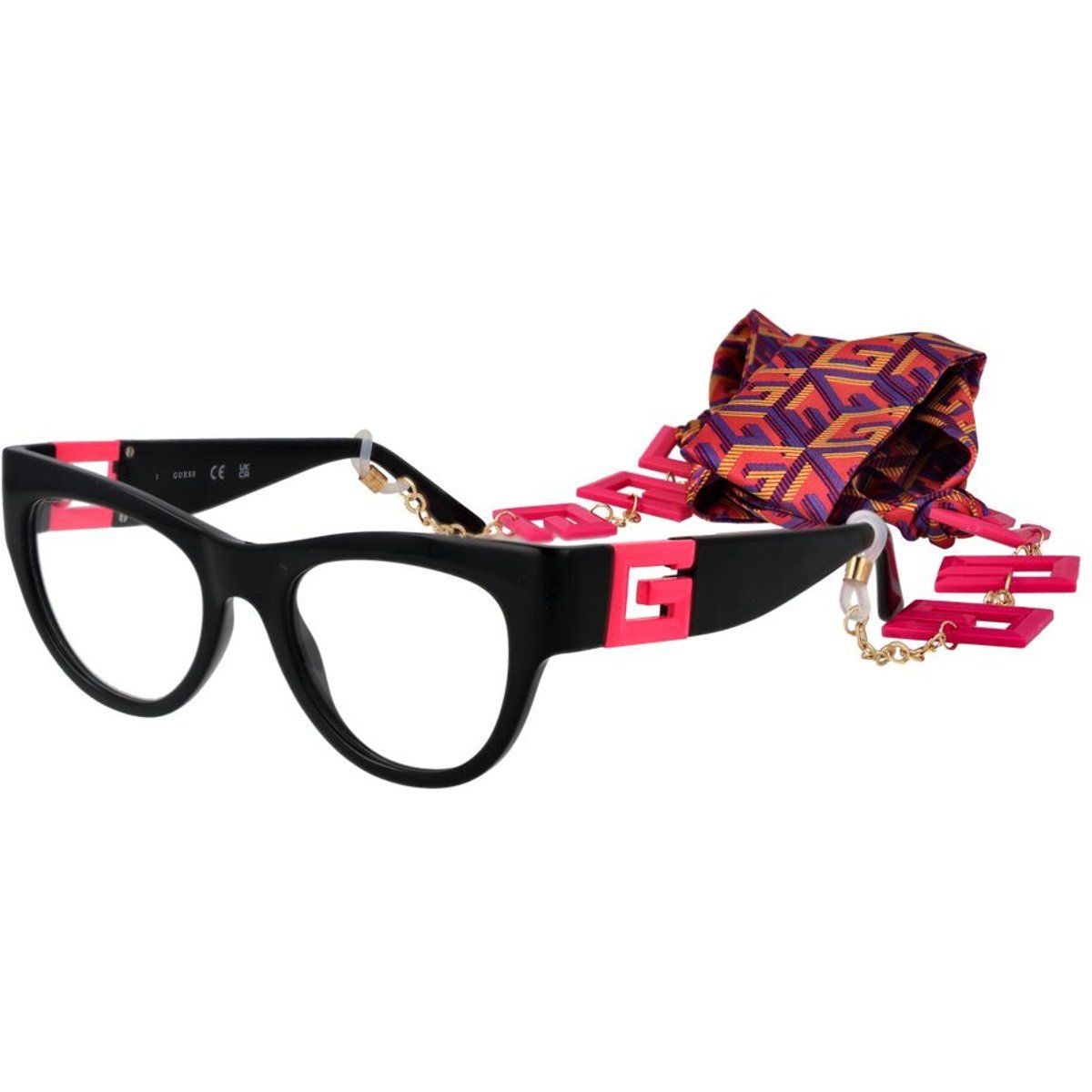 Klassische Cat-Eye-Brille mit Kettendetail