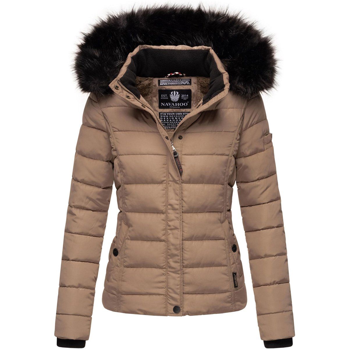 Warme gefütterte Winterjacke mit Kunstfell