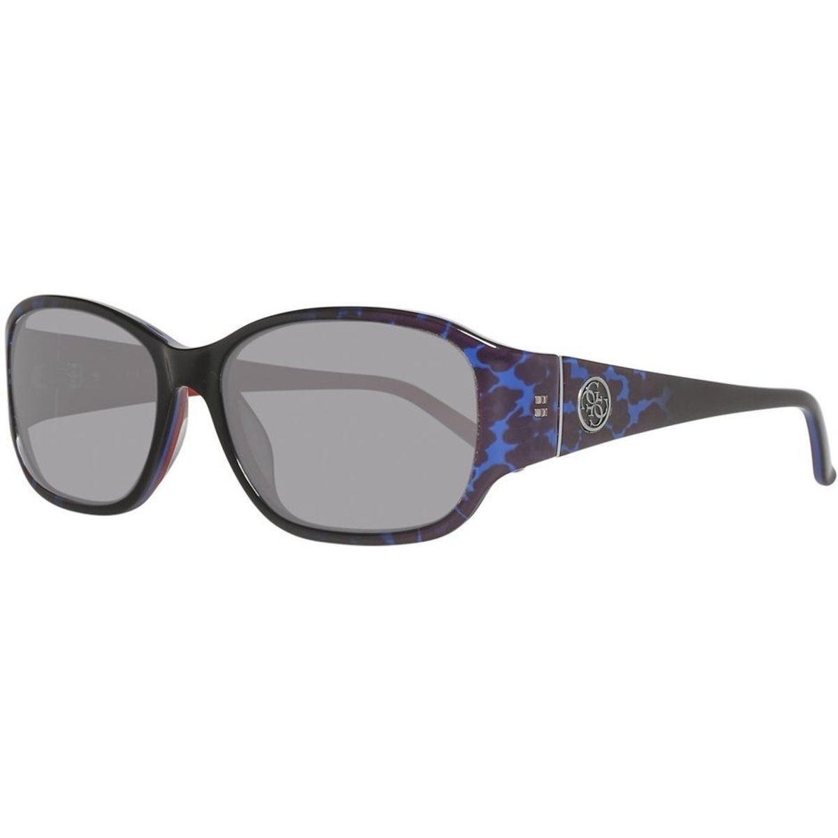 Blaue Sonnenbrille mit Leopardenmuster