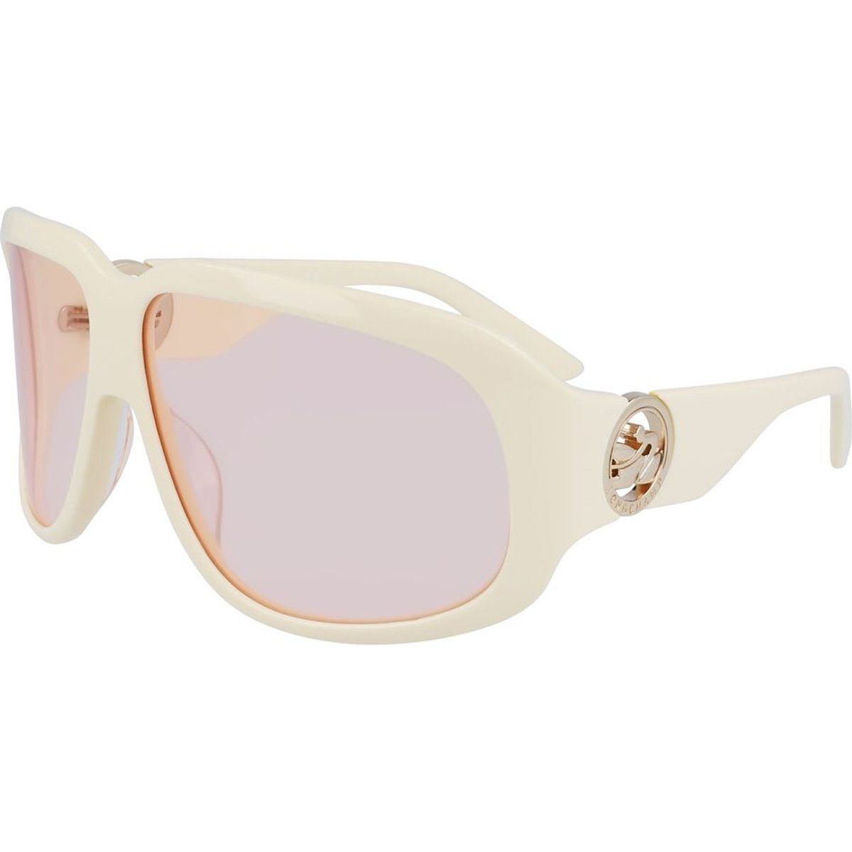 Creme Schild Sonnenbrille mit Rosa Gläsern