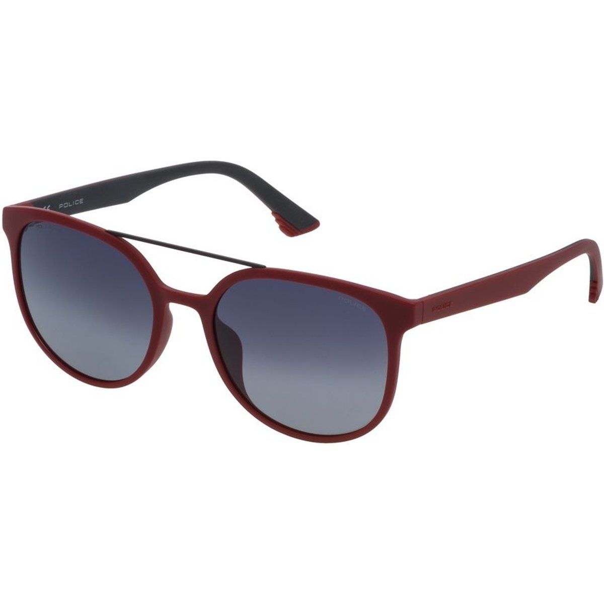 Runde bordeauxfarbene Sonnenbrille mit Metalldetail