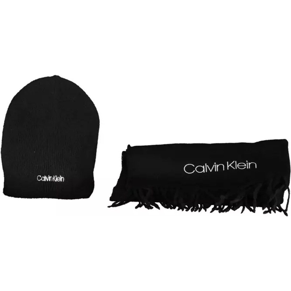 Beanie- und Schal-Set Schwarz
