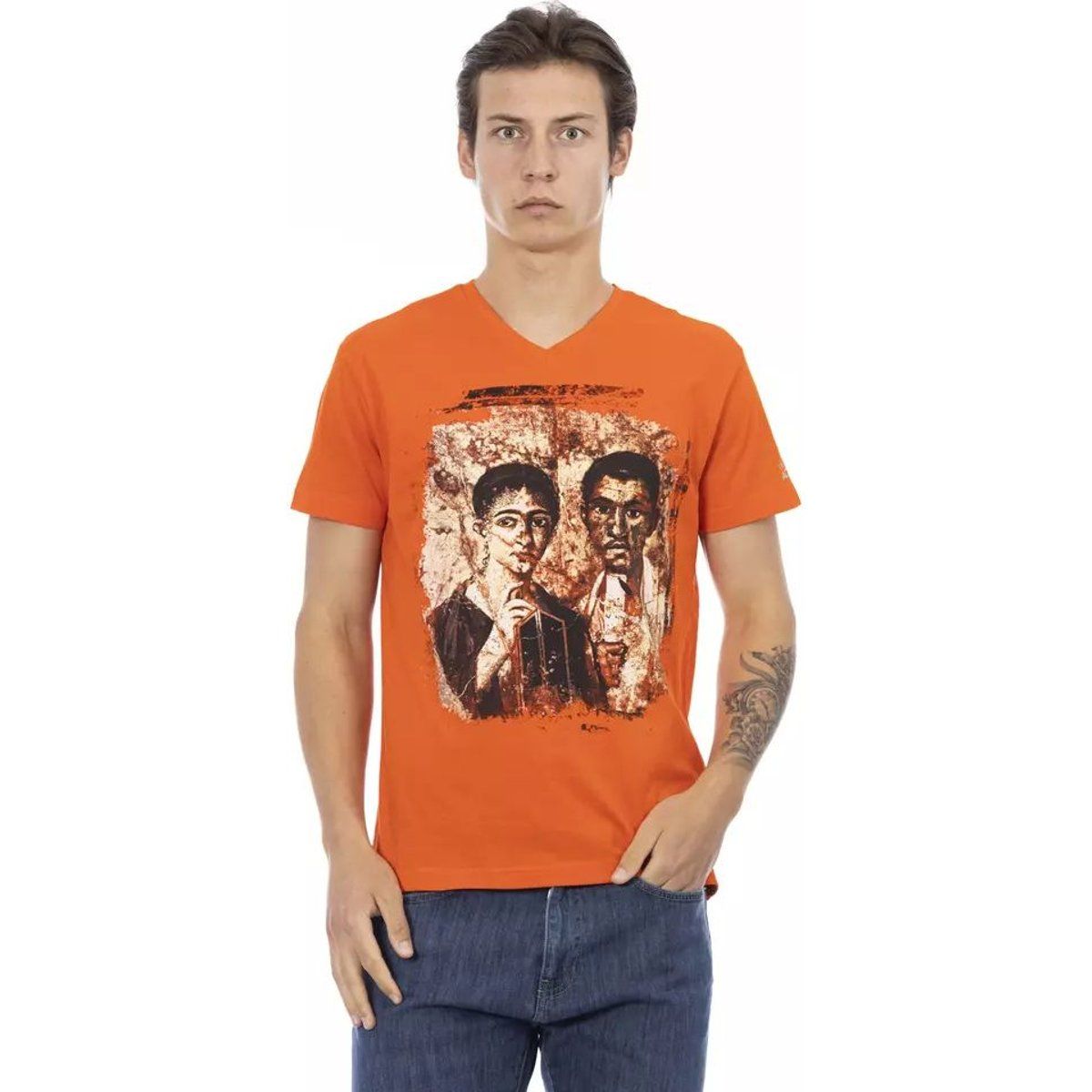 T-Shirt mit V-Ausschnitt und Grafikdruck