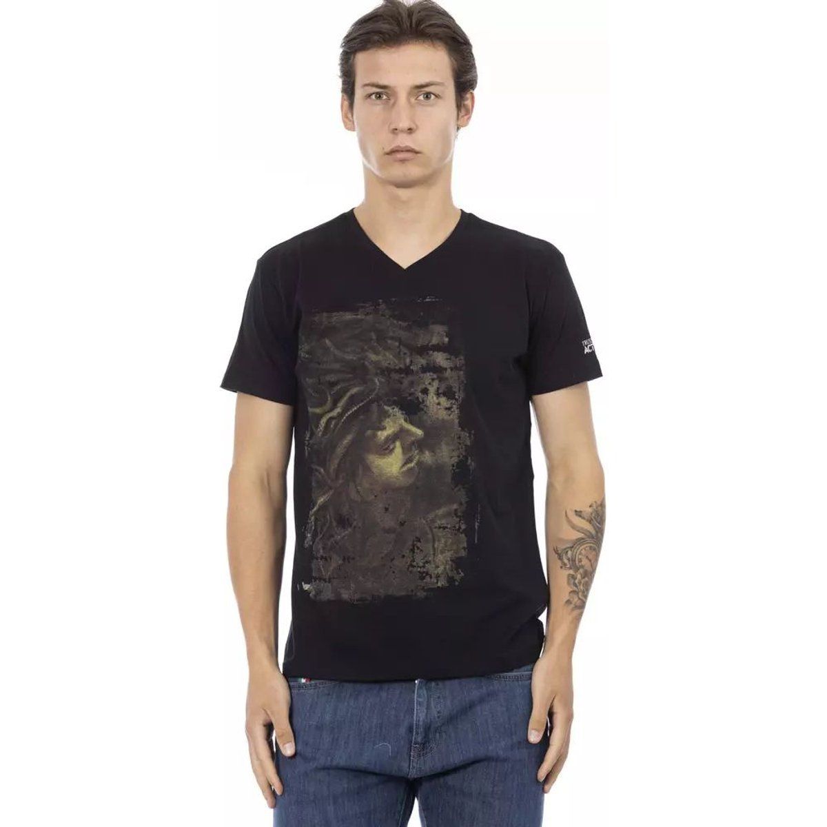Medusa Grafik V-Ausschnitt T-Shirt