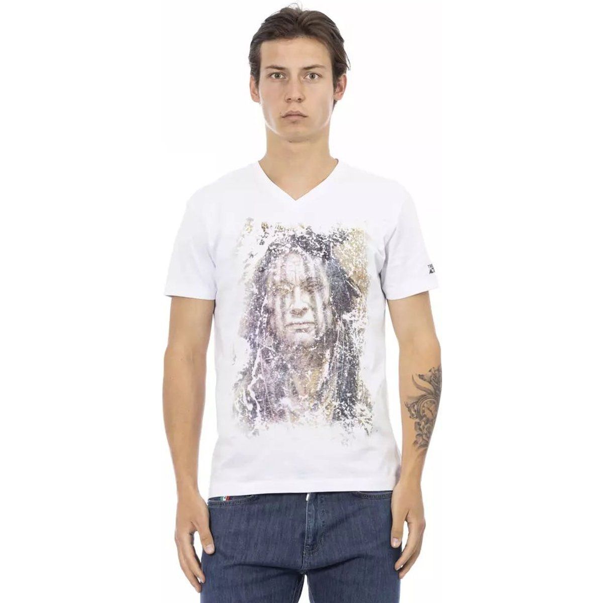 Grafikdruck V-Ausschnitt T-Shirt