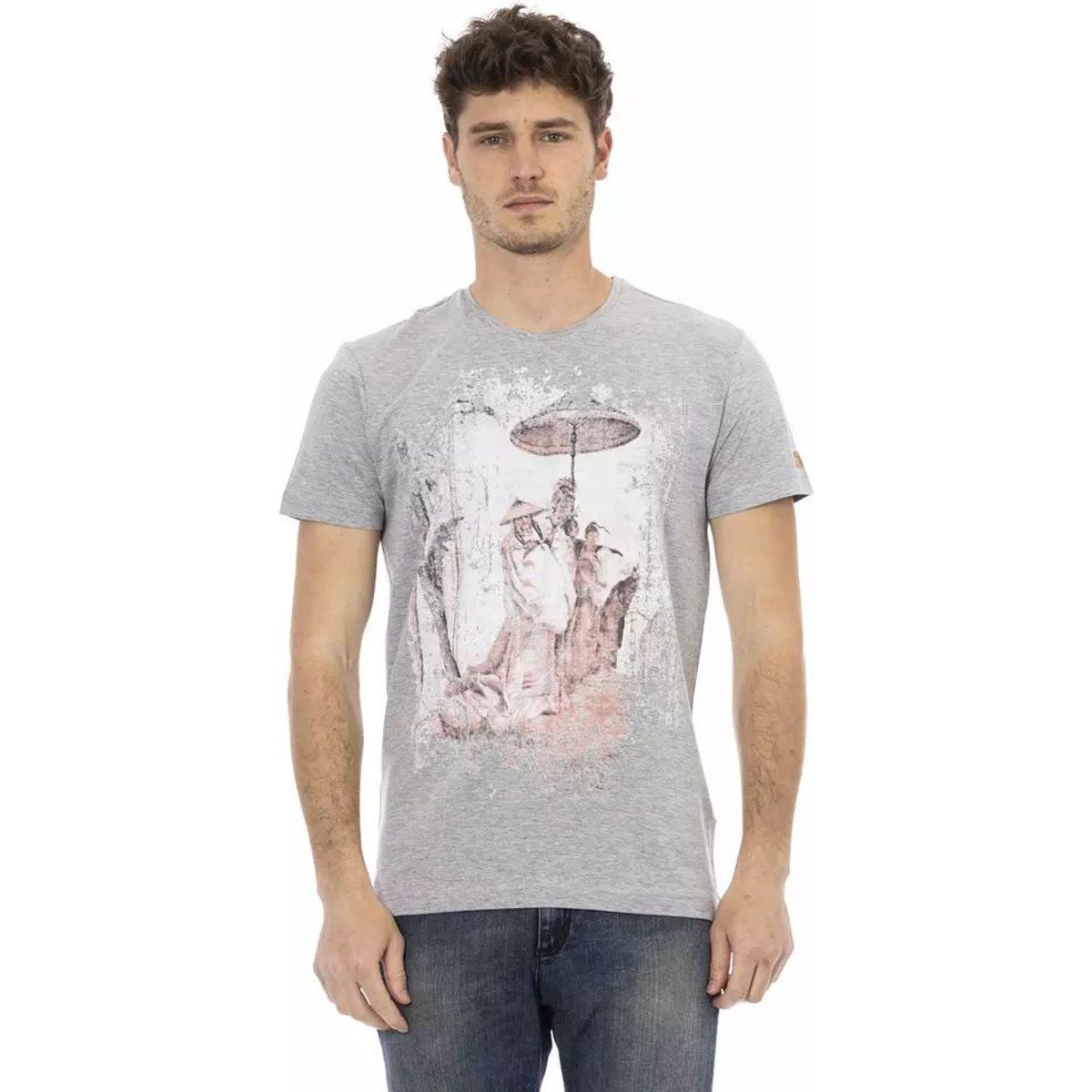 Graues T-Shirt mit Grafikdruck im Freizeitstil