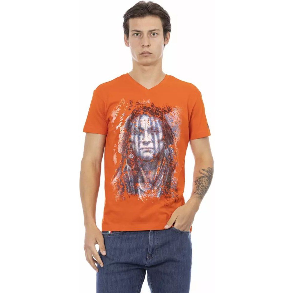 V-Ausschnitt T-Shirt mit Grafikprint