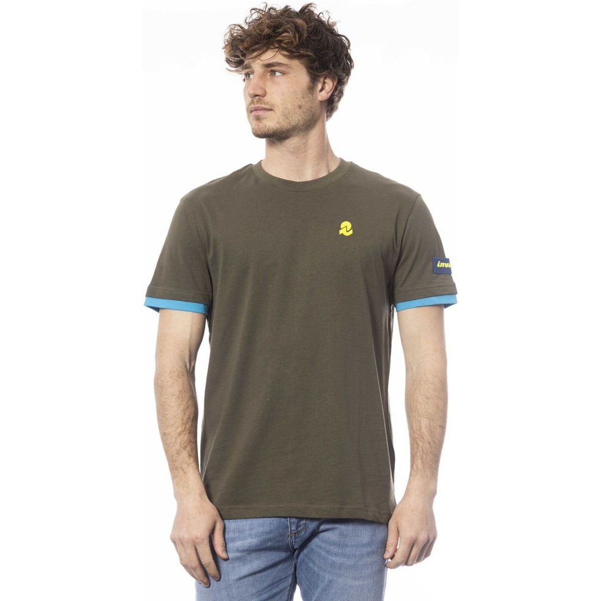 Herren Olivgrünes Baumwoll-T-Shirt