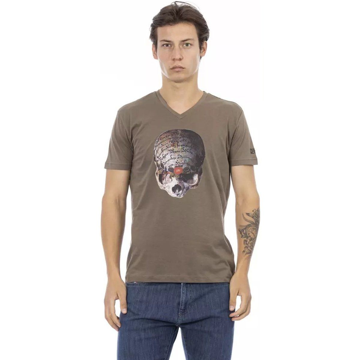 Totenkopf Grafik V-Ausschnitt T-Shirt