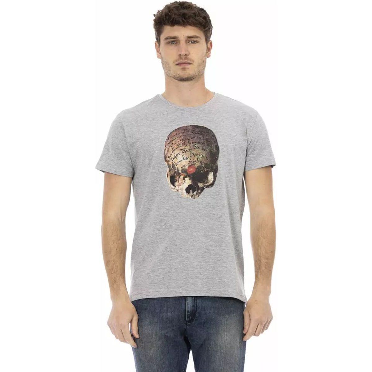Herren Grau Totenkopf Grafik T-Shirt