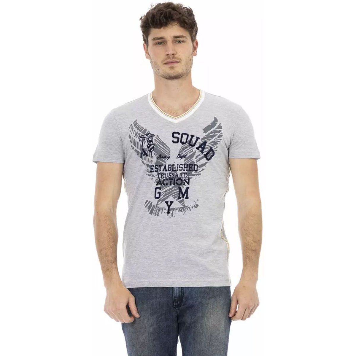 T-Shirt mit Grafikprint und V-Ausschnitt