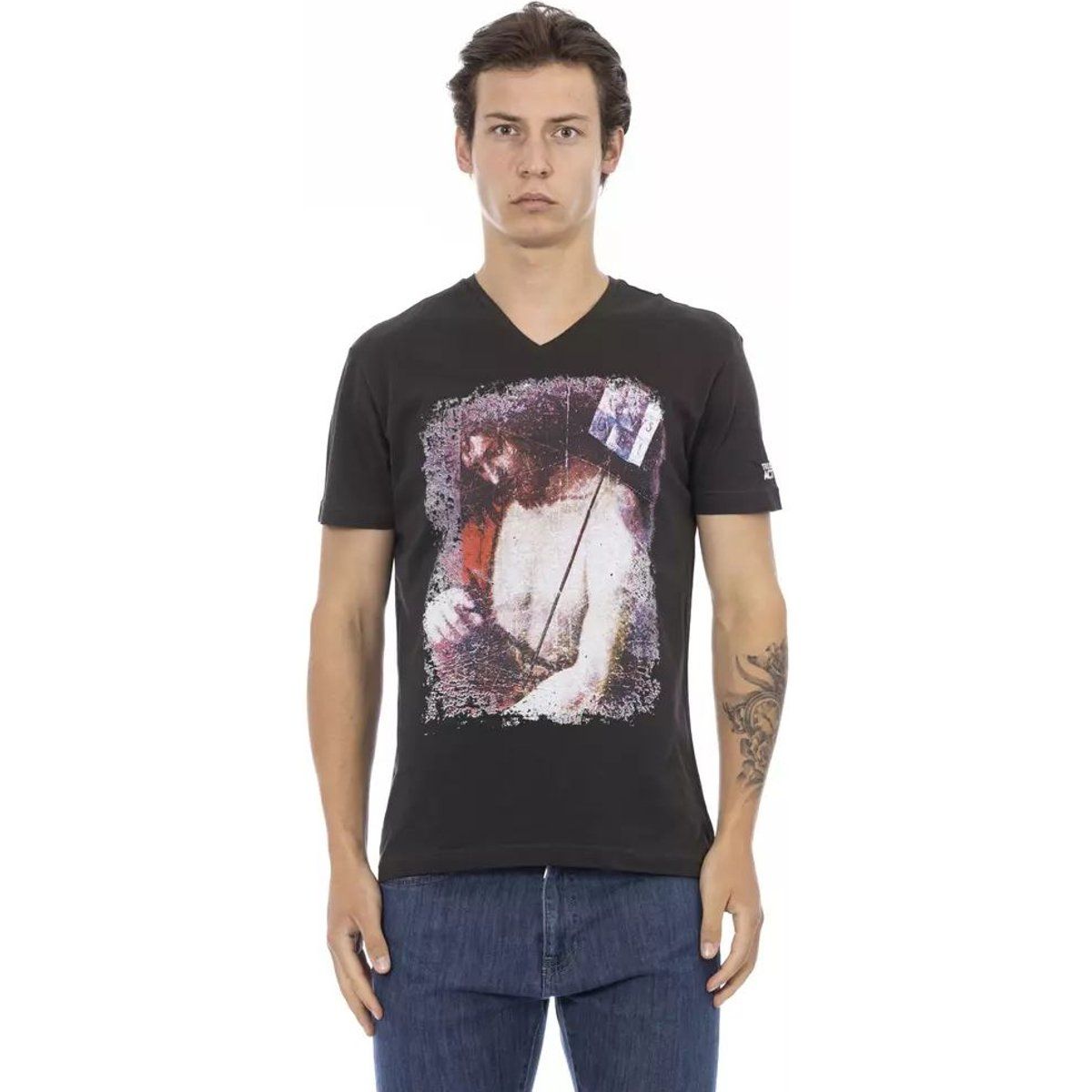Vintage Jesus Grafik T-Shirt V-Ausschnitt