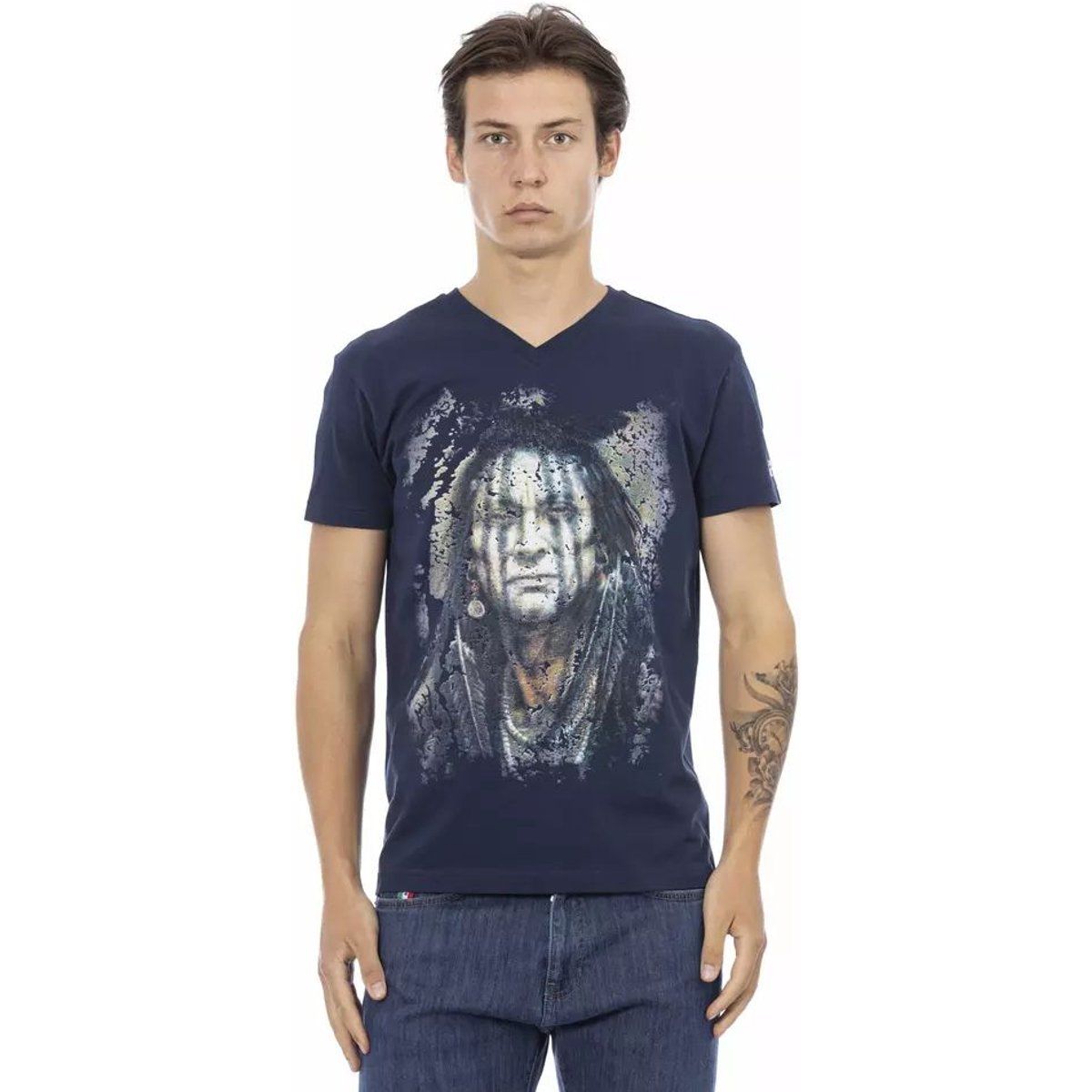 T-Shirt mit Native American Grafik und V-Ausschnitt