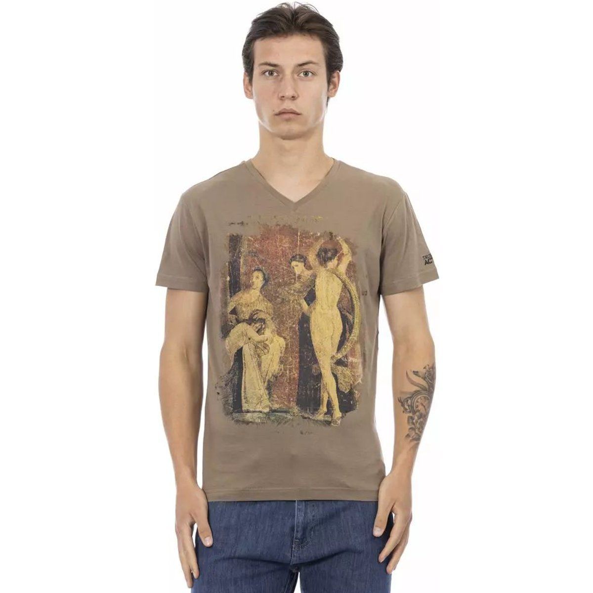 V-Ausschnitt Shirt mit figürlichem Kunstdruck