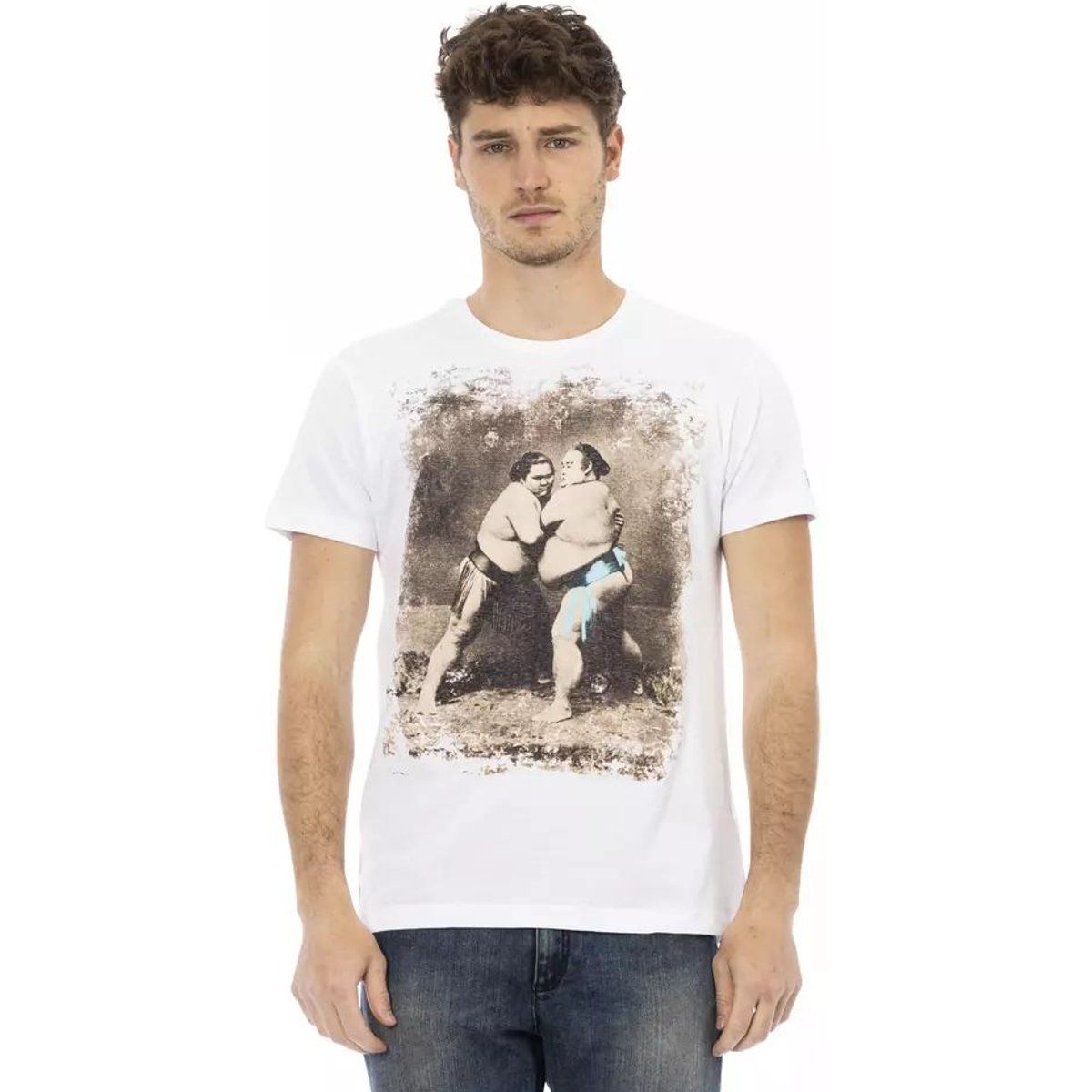 Grafik Sumo Ringer Print Baumwoll T-Shirt