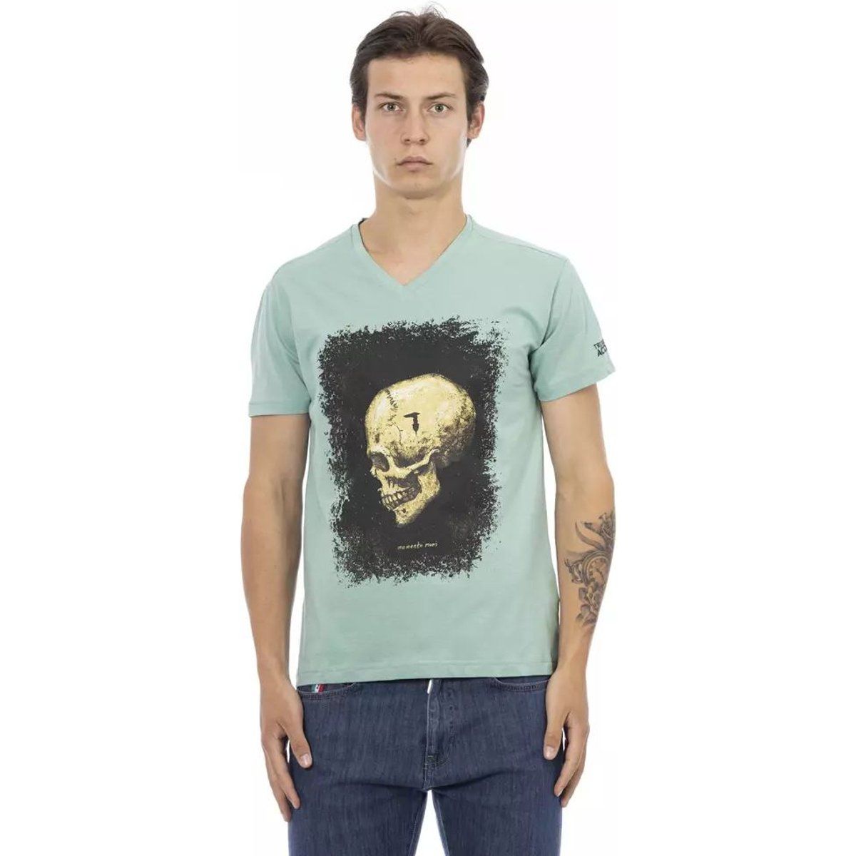 Schädel Grafik V-Ausschnitt T-Shirt