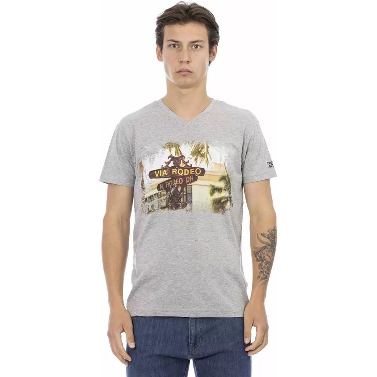 Grafik-T-Shirt mit V-Ausschnitt